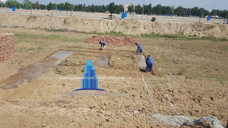 leaning and marking 8 marla house construction